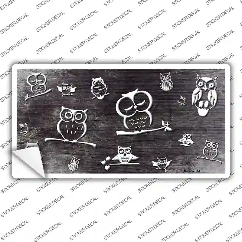 Black White Owl Oil Rubbed Novelty Sticker Decal