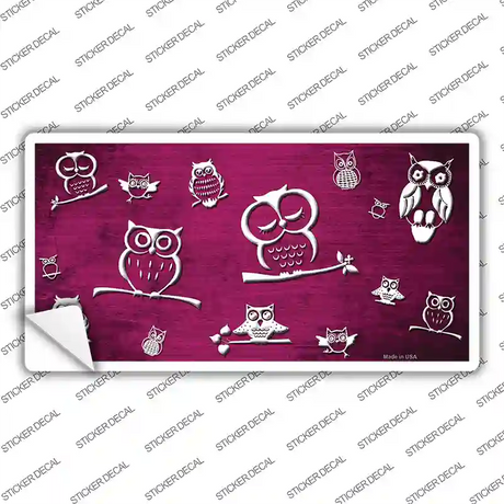 Pink White Owl Oil Rubbed Novelty Sticker Decal