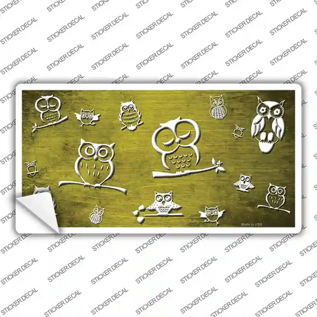 Yellow White Owl Oil Rubbed Novelty Sticker Decal