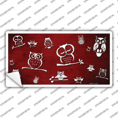Red White Owl Oil Rubbed Novelty Sticker Decal