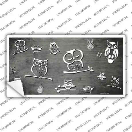 Gray White Owl Oil Rubbed Novelty Sticker Decal