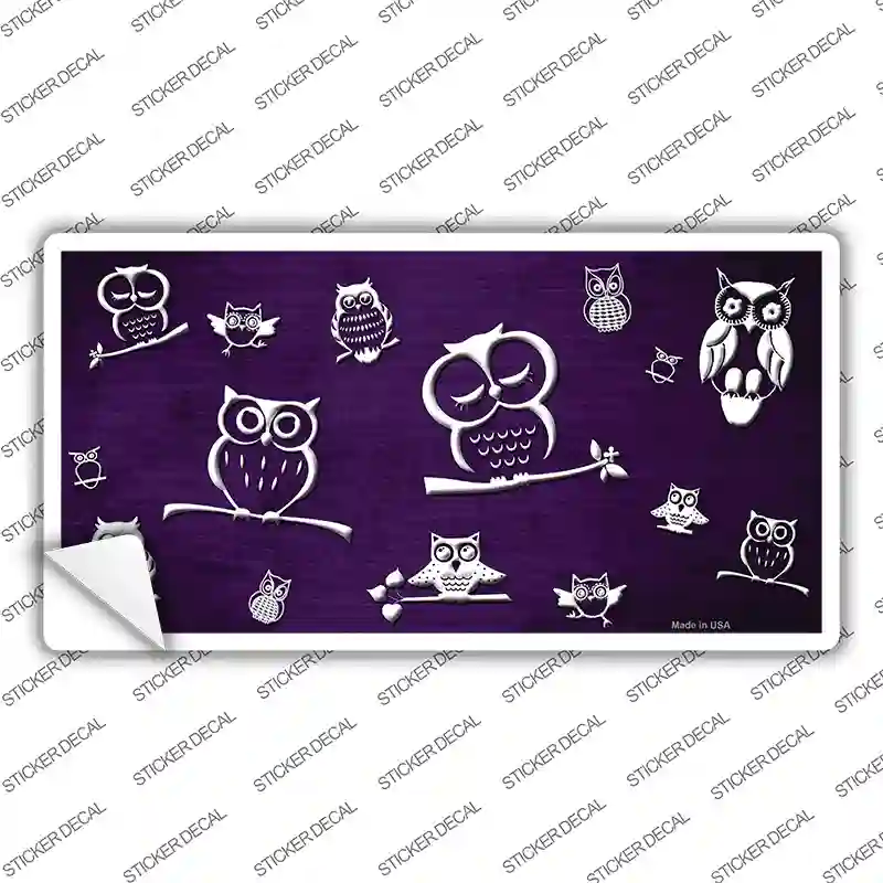 Purple White Owl Oil Rubbed Novelty Sticker Decal