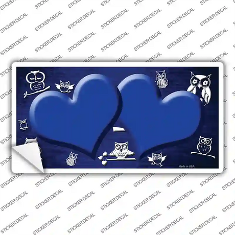 Blue White Owl Hearts Oil Rubbed Novelty Sticker Decal