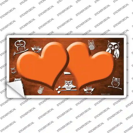 Orange White Owl Hearts Oil Rubbed Novelty Sticker Decal