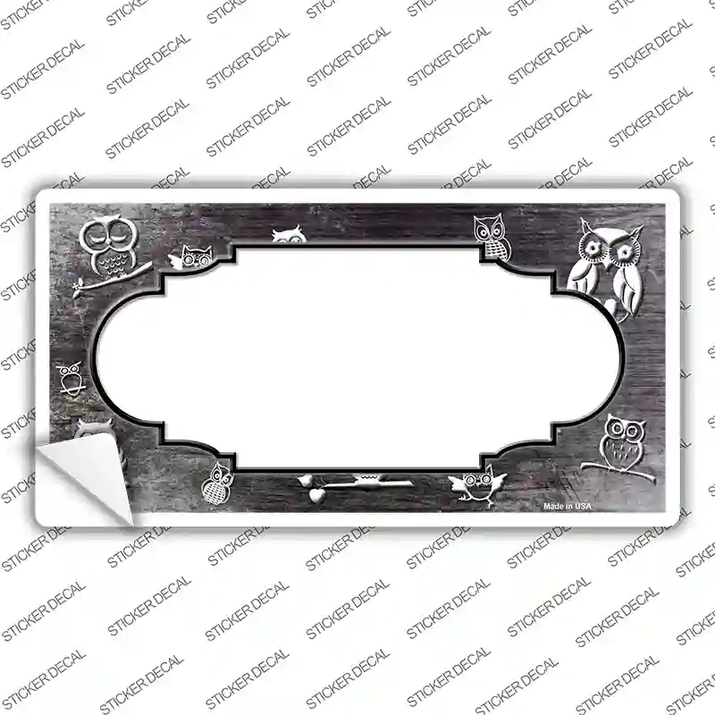 Black White Owl Scallop Oil Rubbed Novelty Sticker Decal