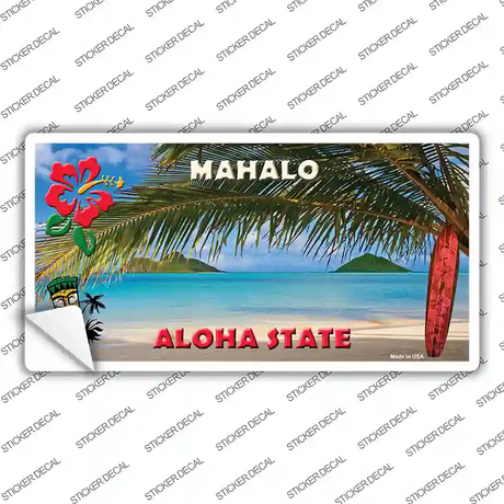 Blank Mahalo Hawaii State Novelty Sticker Decal