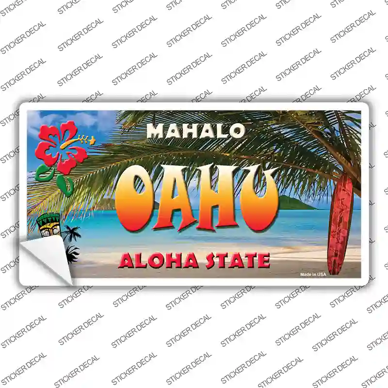 Oahu Hawaii State Novelty Sticker Decal