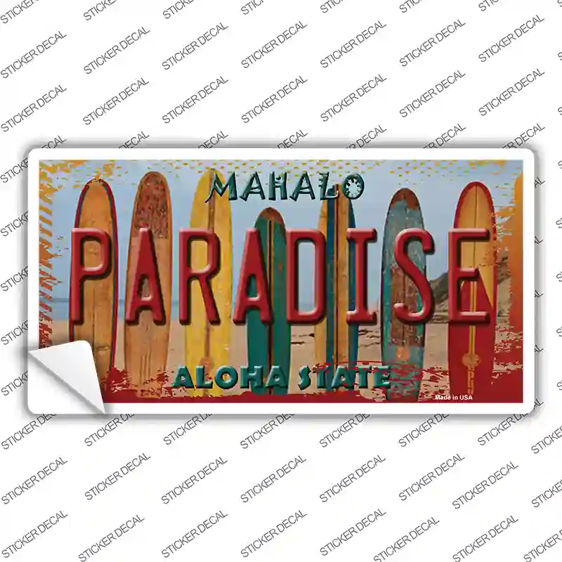 Paradise Surfboards Hawaii State Novelty Sticker Decal