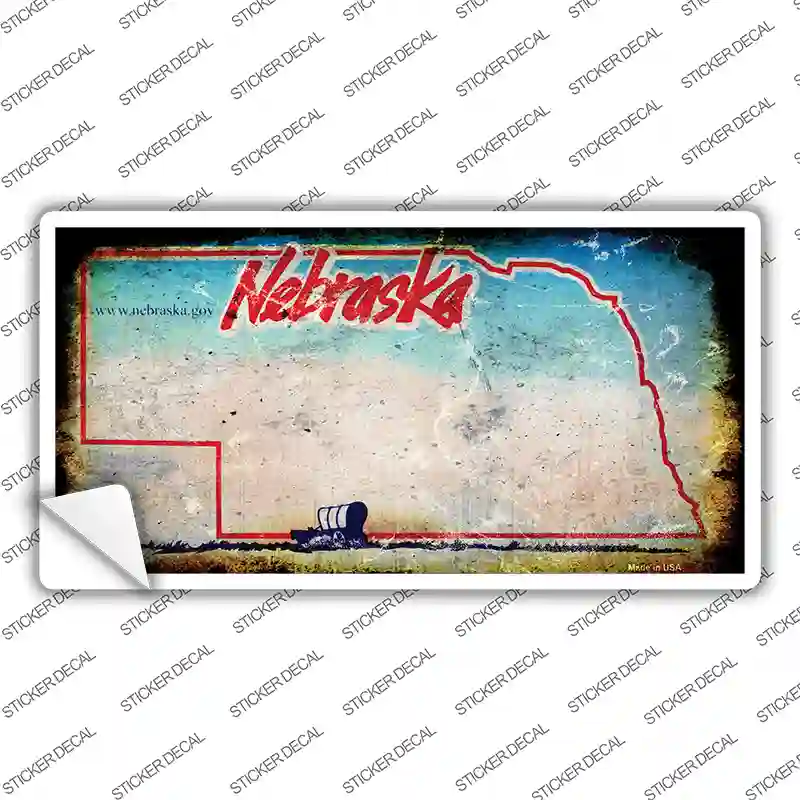 Nebraska State Rusty Novelty Sticker Decal