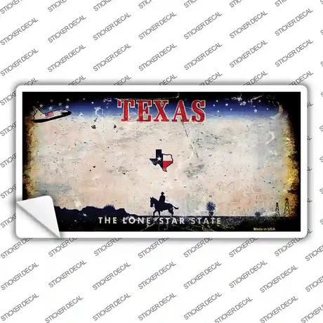 Texas State Rusty Novelty Sticker Decal