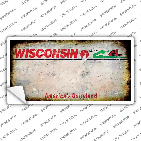 Wisconsin State Rusty Novelty Sticker Decal