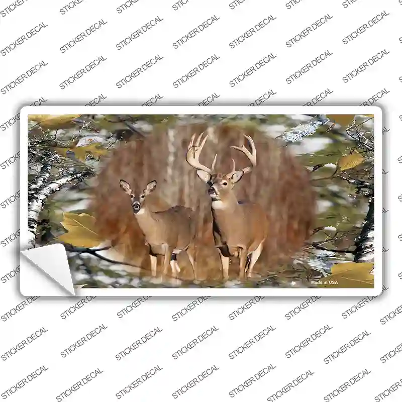 Two Deer On Camo Novelty Sticker Decal