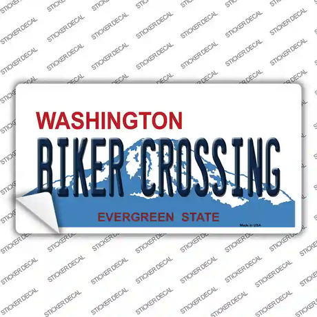 Biker Crossing Washington Novelty Sticker Decal