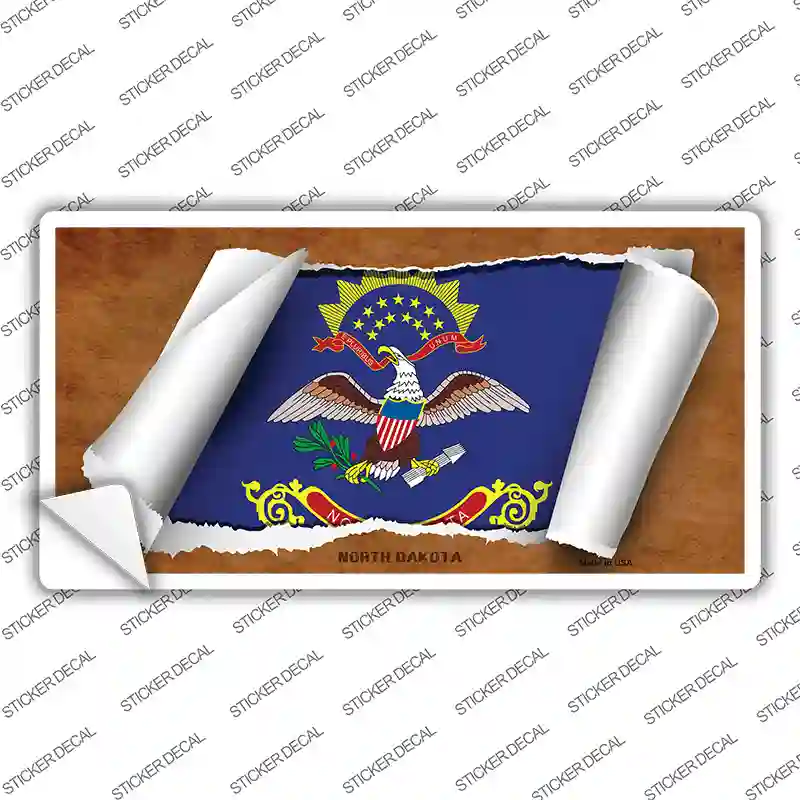 North Dakota Flag Scroll Novelty Sticker Decal