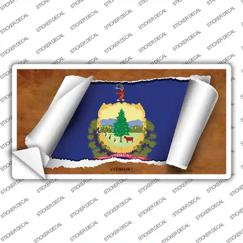 Vermont Flag Scroll Novelty Sticker Decal