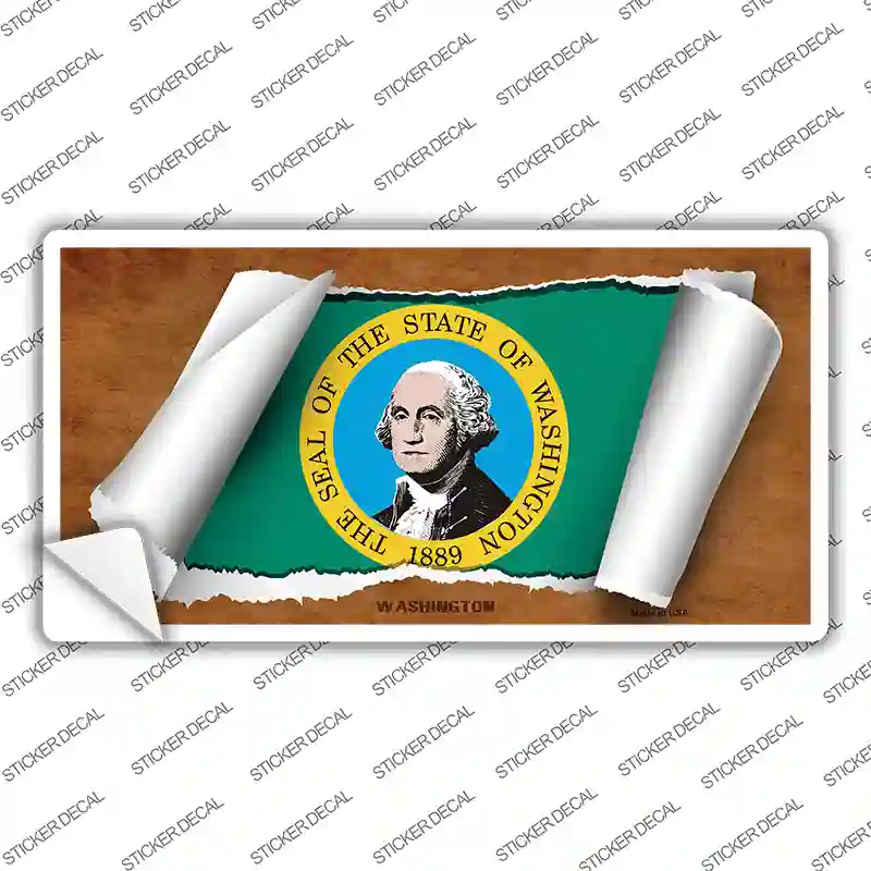 Washington Flag Scroll Novelty Sticker Decal