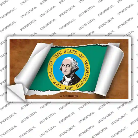 Washington Flag Scroll Novelty Sticker Decal