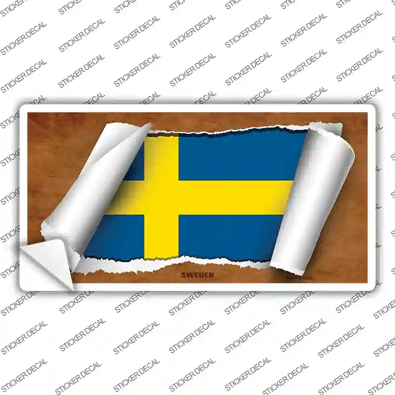 Sweden Flag Scroll Novelty Sticker Decal