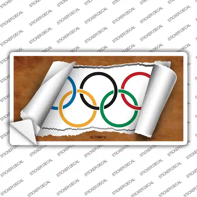 Olympic Flag Scroll Novelty Sticker Decal