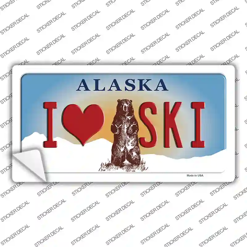 I Love Ski Alaska State Novelty Sticker Decal