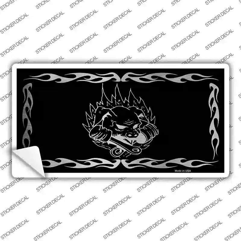 Pig In Flames Black Brushed Chrome Novelty Sticker Decal