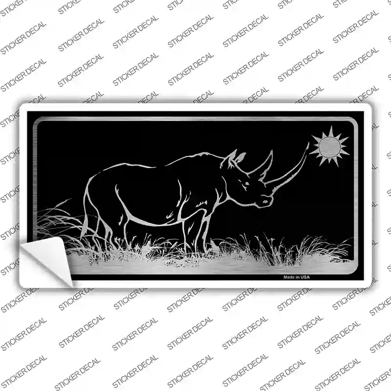 Rhino Black Brushed Chrome Novelty Sticker Decal