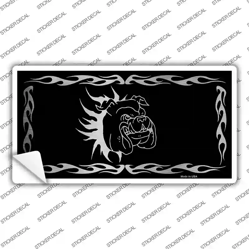 Dog In Flames Black Brushed Chrome Novelty Sticker Decal
