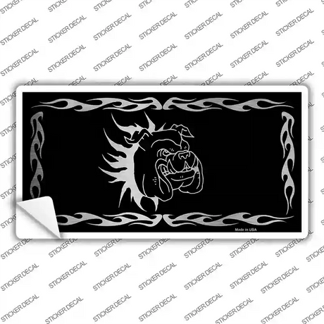 Dog In Flames Black Brushed Chrome Novelty Sticker Decal