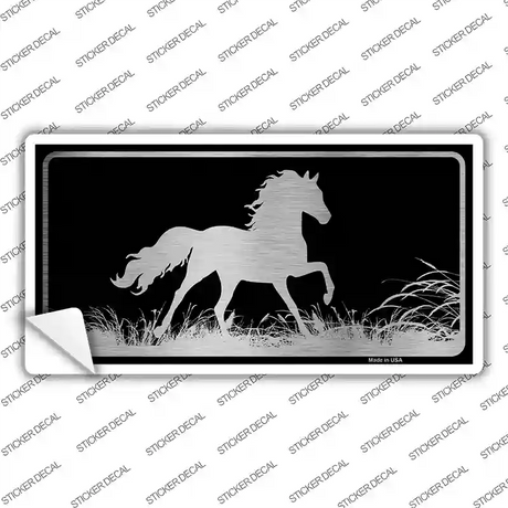 Horse Black Brushed Chrome Novelty Sticker Decal