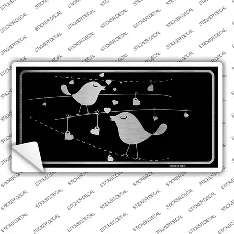 Love Birds Black Brushed Chrome Novelty Sticker Decal