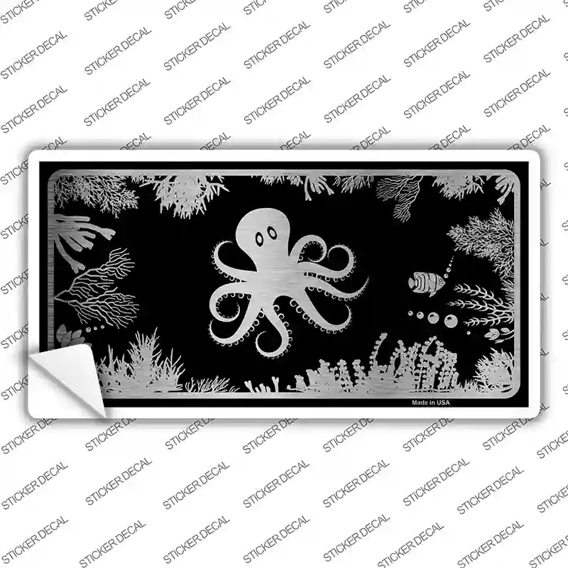 Octopus Black Brushed Chrome Novelty Sticker Decal