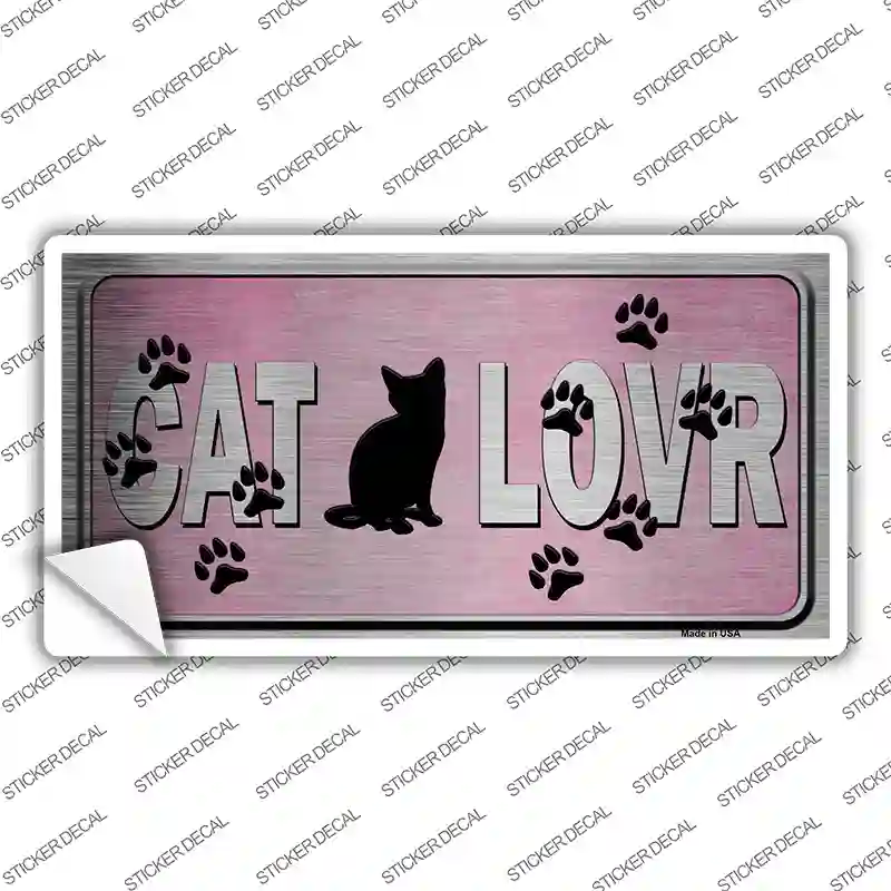 Cat Lover Pink Brushed Chrome Novelty Sticker Decal