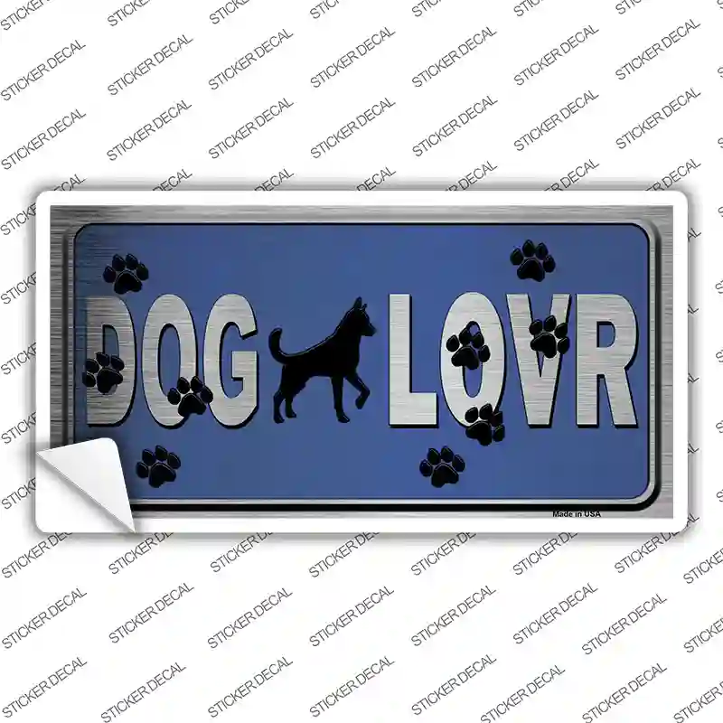 Dog Lover Blue Brushed Chrome Novelty Sticker Decal