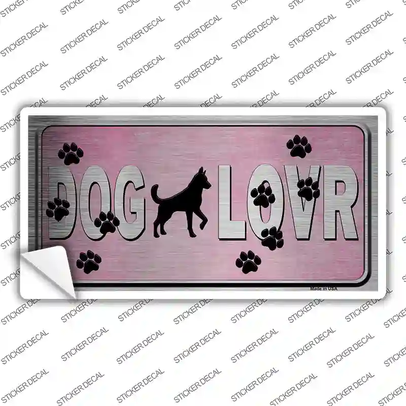 Dog Lover Pink Brushed Chrome Novelty Sticker Decal