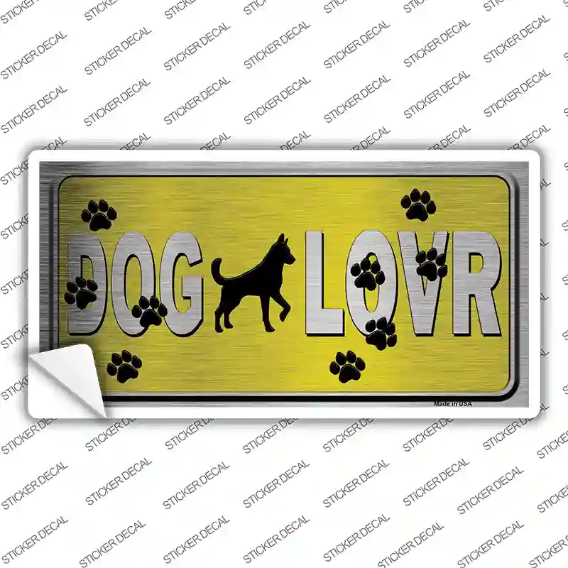 Dog Lover Yellow Brushed Chrome Novelty Sticker Decal