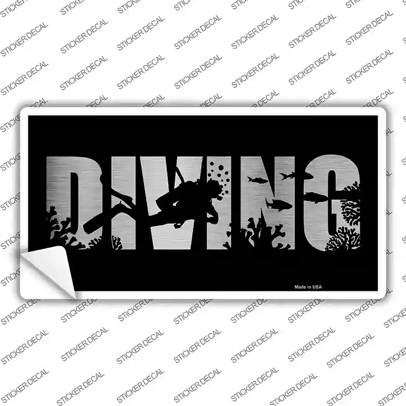 Diving Brushed Chrome Novelty Sticker Decal