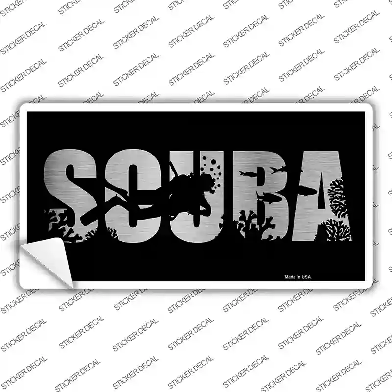 Scuba Brushed Chrome Novelty Sticker Decal