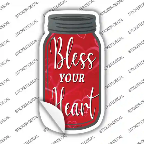 Bless Your Heart Red Novelty Mason Jar Sticker Decal