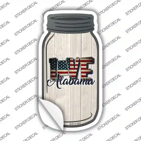 Love Alabama Silhouette Novelty Mason Jar Sticker Decal