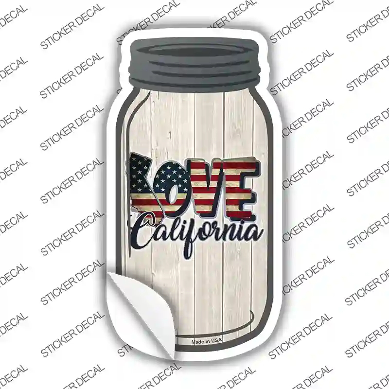Love California Silhouette Novelty Mason Jar Sticker Decal