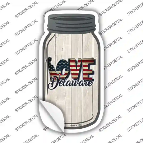Love Delaware Silhouette Novelty Mason Jar Sticker Decal