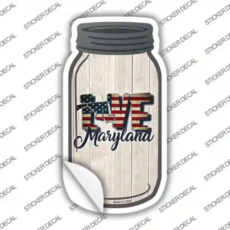 Love Maryland Silhouette Novelty Mason Jar Sticker Decal