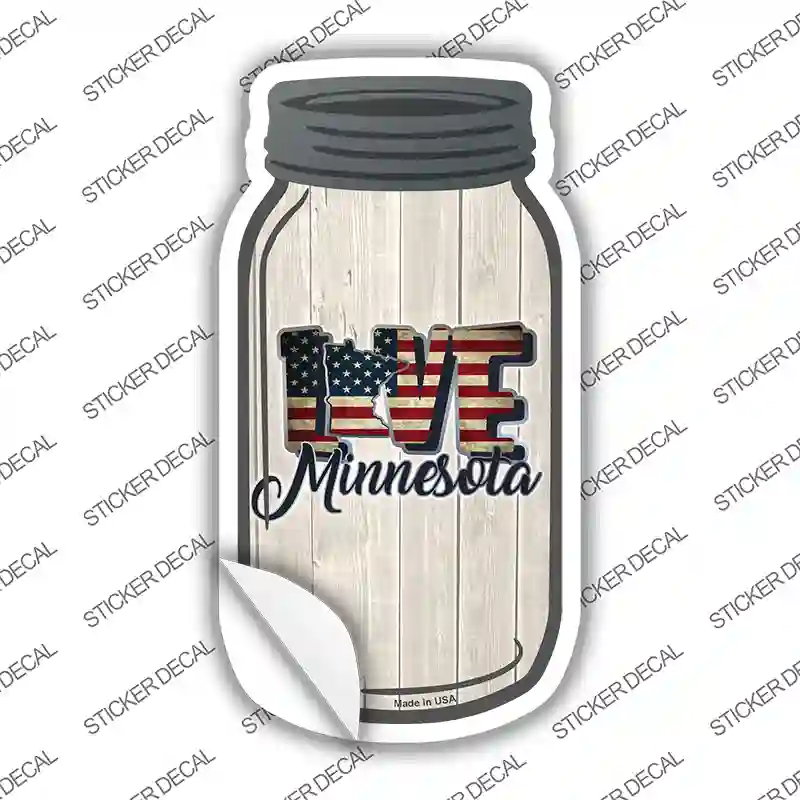 Love Minnesota Silhouette Novelty Mason Jar Sticker Decal