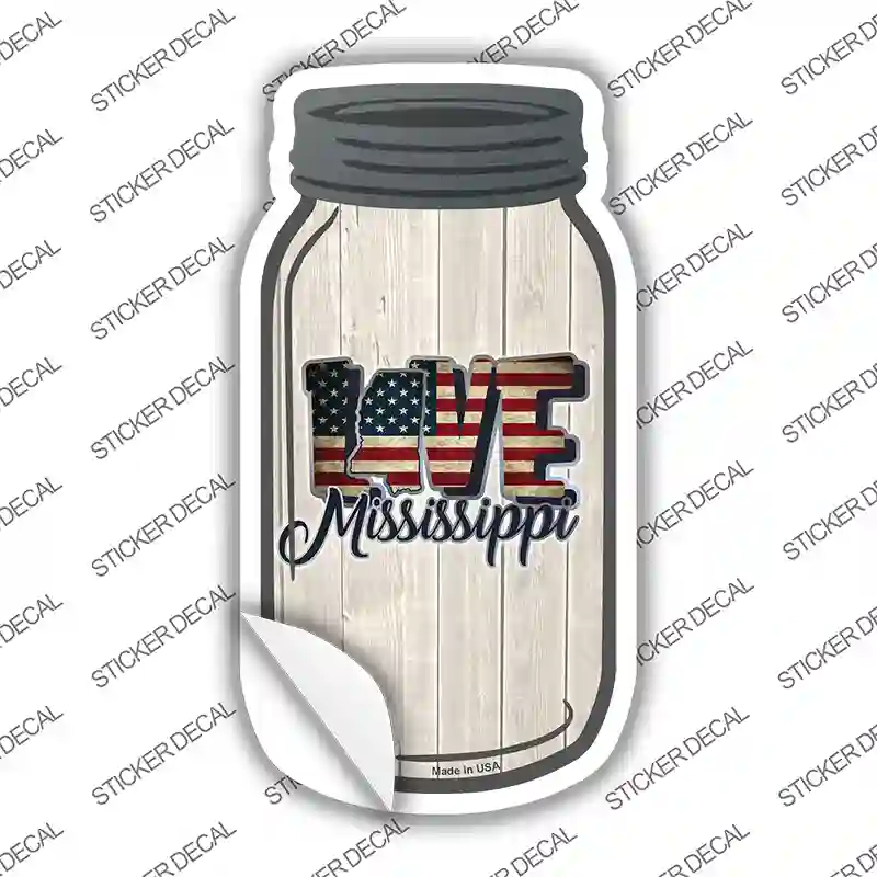 Love Mississippi Silhouette Novelty Mason Jar Sticker Decal