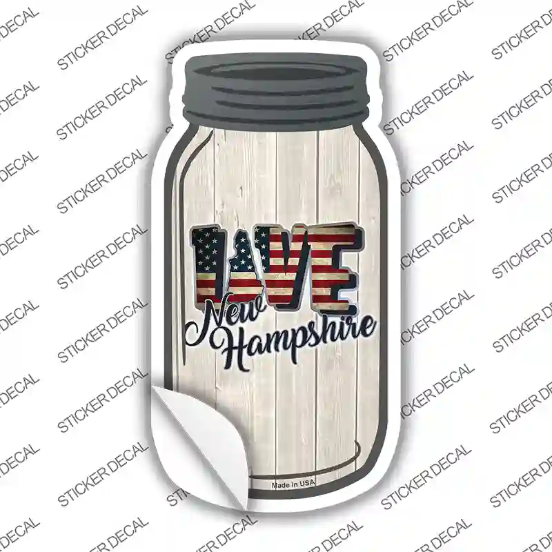 Love New Hampshire Silhouette Novelty Mason Jar Sticker Decal