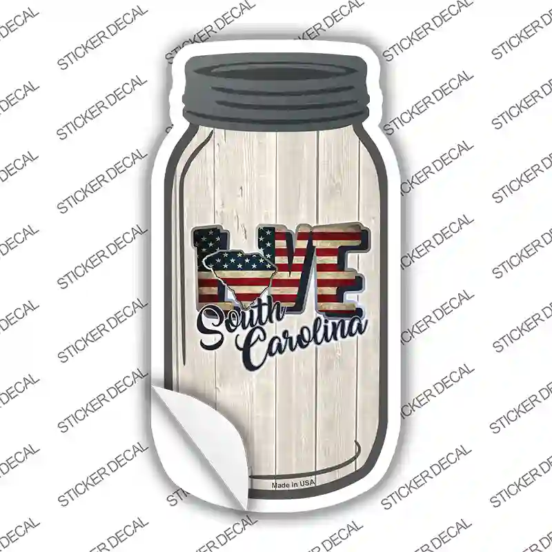 Love South Carolina Silhouette Novelty Mason Jar Sticker Decal