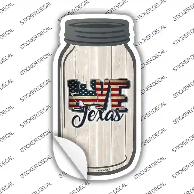 Love Texas Silhouette Novelty Mason Jar Sticker Decal