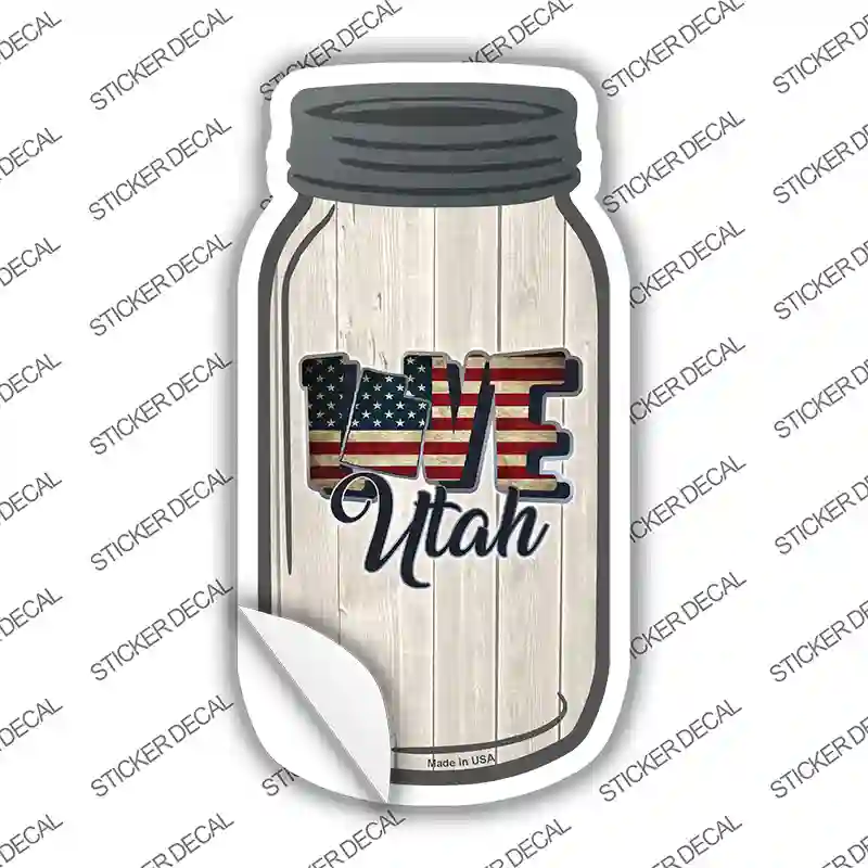 Love Utah Silhouette Novelty Mason Jar Sticker Decal