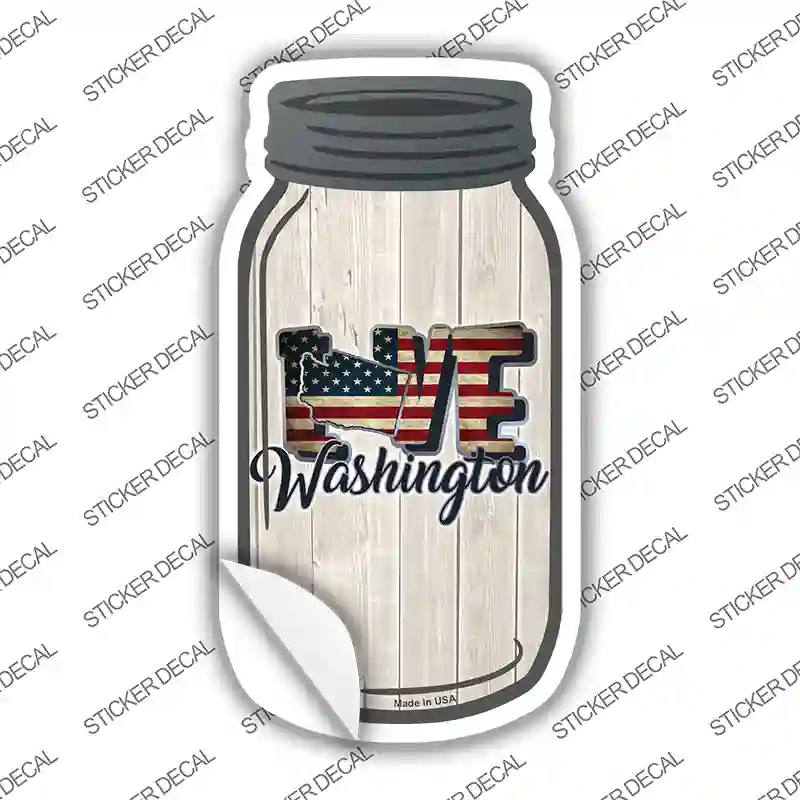 Love Washington Silhouette Novelty Mason Jar Sticker Decal
