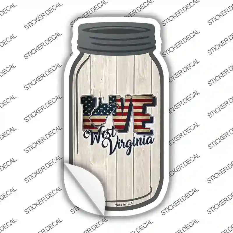 Love West Virginia Silhouette Novelty Mason Jar Sticker Decal